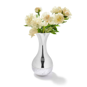 Coluna Dual Vase, Marble & Silver