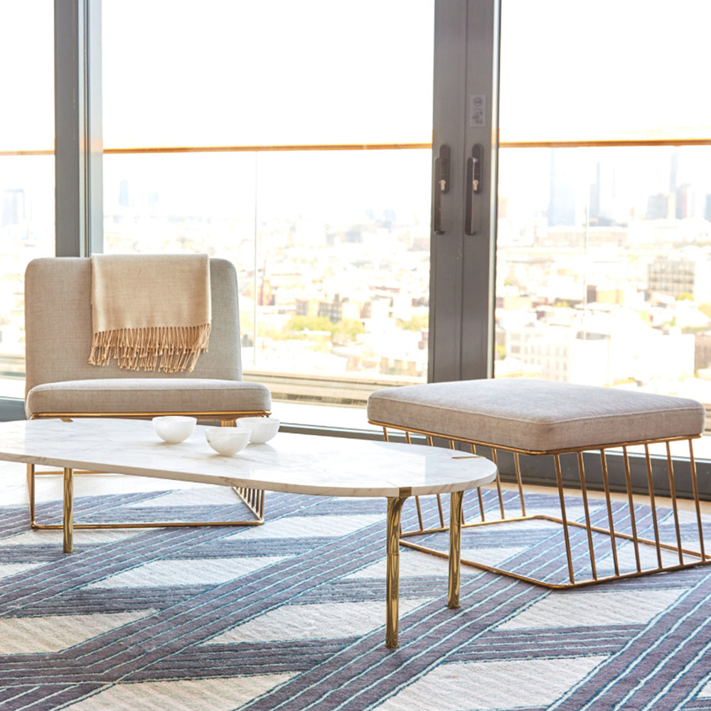 Sereno Coffee Table, Calcutta Marble & Gold