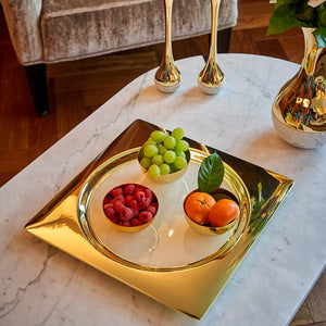 Sereno Coffee Table, Calcutta Marble & Gold