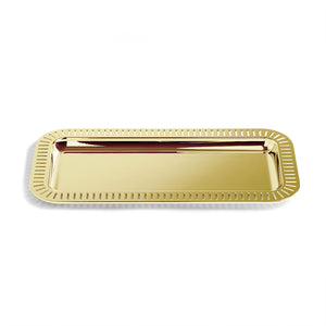 Striations Serving Tray Small Rectangle, Gold